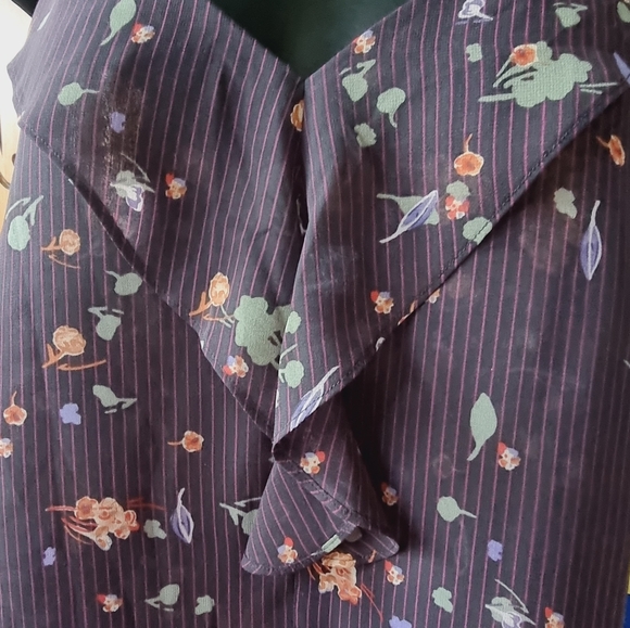 Cabi Pinstripe Front Ruffle Floral Flowy Cami - Picture 9 of 11